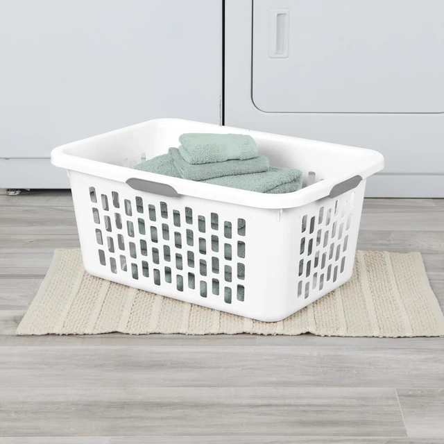 Alt view image 4 of 6 - Sterilite 2 Bushel Large Plastic Laundry Basket with 4 Comfort Grip Handles, White