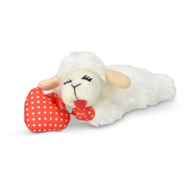Alt view image 3 of 6 - Multipet Lamb Chop Cat Toy with Dangling Heart, Plush with Catnip and Crinkle