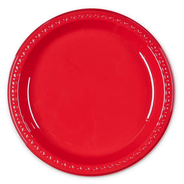 Alt view image 7 of 7 - Great Value Disposable Plastic Party Plates, 9in, Red, 50 Count