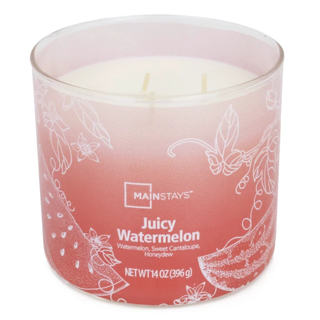 Alt view image 2 of 6 - Mainstays 3-Wick Ombre Wrap Juicy Watermelon Candle 14oz