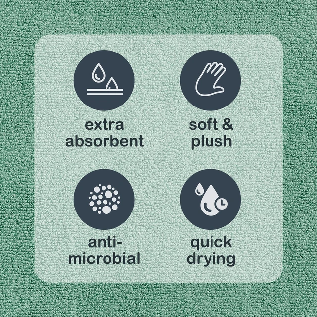 Alt view image 6 of 6 - Mainstays Performance Bath Towel Quick Dry Fade Resistant Green Sage