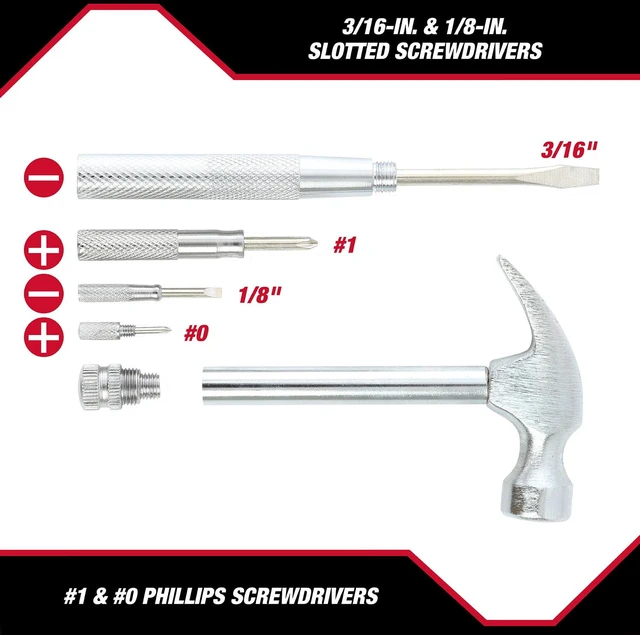 Alt view image 4 of 6 - Hyper Tough 5-in-1 Hammer and Screwdriver Set