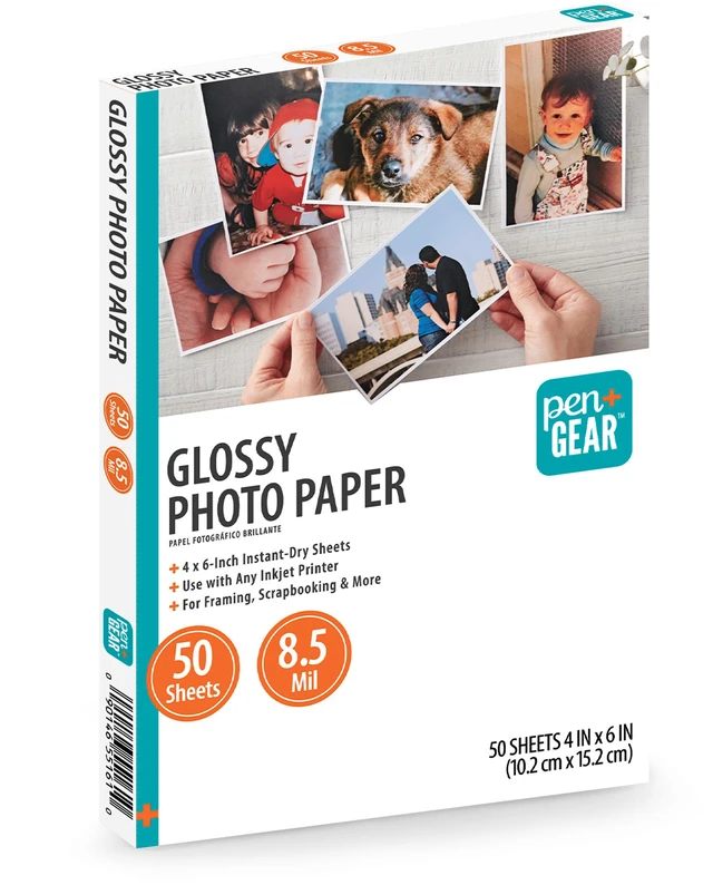Main image of Pen+Gear Glossy Inkjet Photo Paper, 4x6in, 8.5mil, 50 Sheets