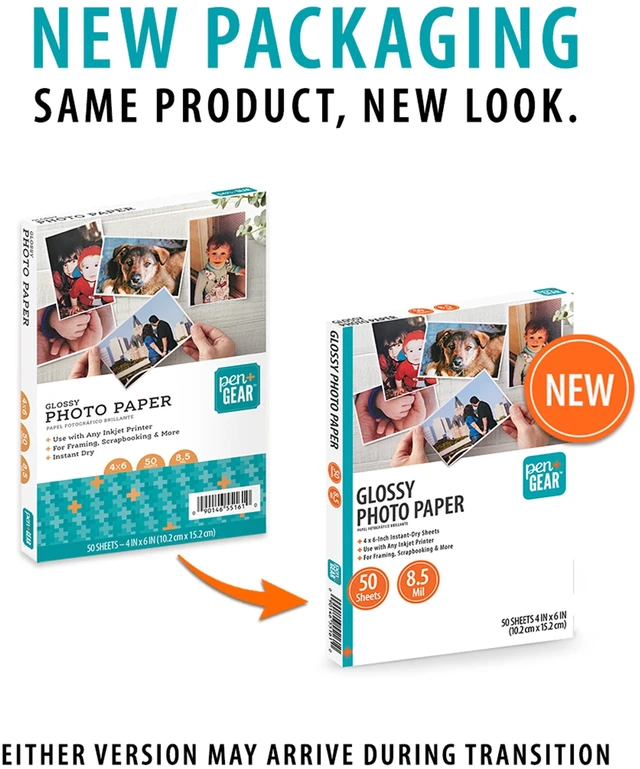 Alt view image 2 of 5 - Pen+Gear Glossy Inkjet Photo Paper, 4x6in, 8.5mil, 50 Sheets