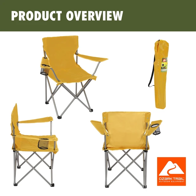Alt view image 5 of 6 - Ozark Trail Quad Folding Camp Chair with Cup Holder, Mustard Gold