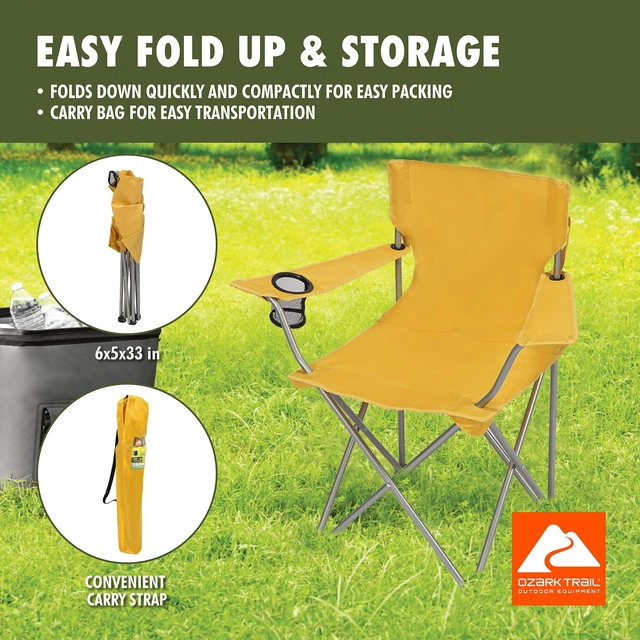 Alt view image 6 of 6 - Ozark Trail Quad Folding Camp Chair with Cup Holder, Mustard Gold