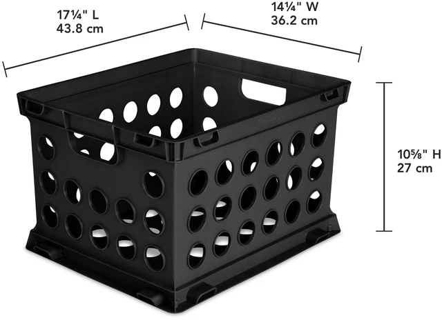 Alt view image 2 of 6 - Sterilite File Crate, Stackable Plastic Storage Bin with Through Handles, Fits Letter & Legal-Sized Hanging Files, Black