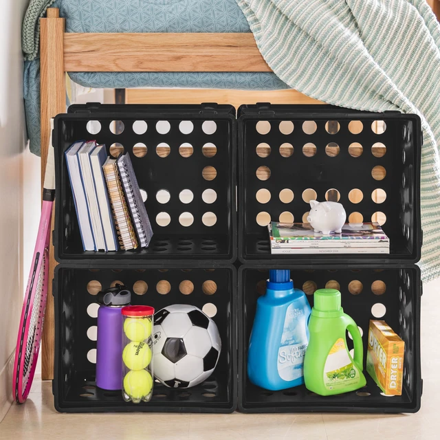 Alt view image 3 of 6 - Sterilite File Crate, Stackable Plastic Storage Bin with Through Handles, Fits Letter & Legal-Sized Hanging Files, Black