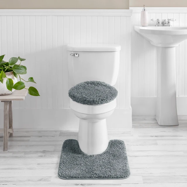 Alt view image 6 of 6 - Mainstays Basic Polyester Toilet Lid Cover, Grey, 19"x22"