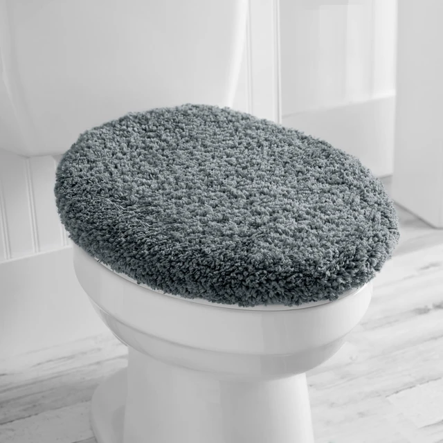 Alt view image 4 of 6 - Mainstays Basic Polyester Toilet Lid Cover, Grey, 19"x22"