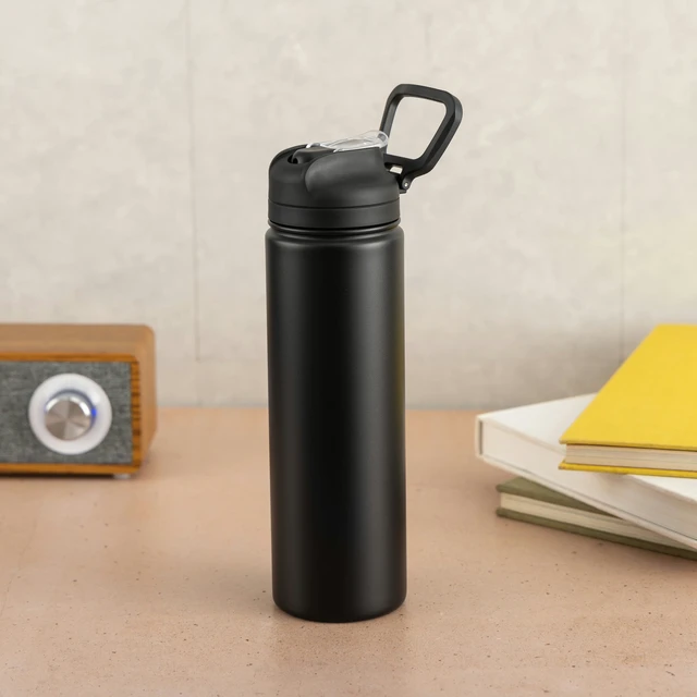 Alt view image 3 of 6 - Mainstays 24oz Stainless Steel Sip Water Bottle, Black