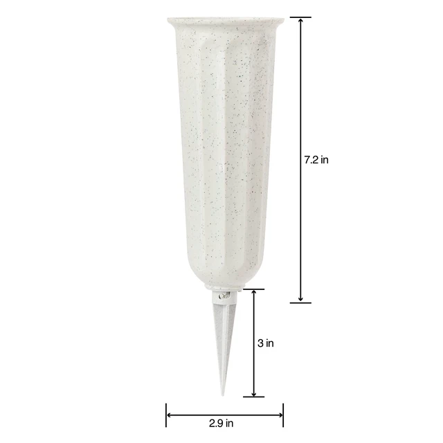 Alt view image 5 of 6 - FloraCraft Plastic Cemetery Vase with Foam and Removable Spike, 2.9 x 7.2 Inch, Stone (3 Pack)