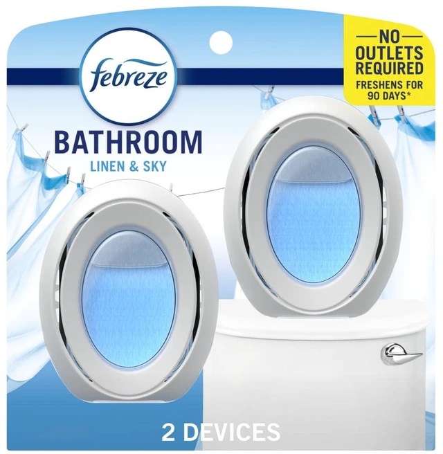 Main image of Febreze Bathroom Air Freshener, Linen & Sky Scent, 2 Count