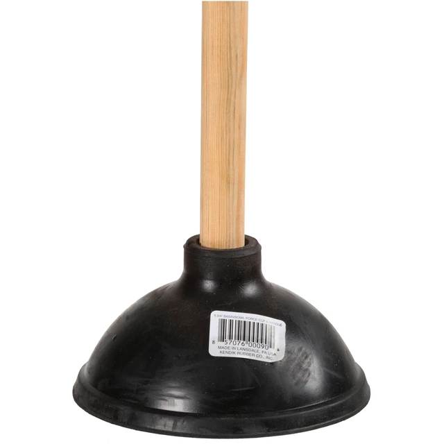 Alt view image 4 of 6 - Kendik Rubber Toilet Plunger with Wood Handle, Clears Toilets, Sinks, Drains