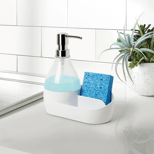 Alt view image 3 of 6 - Mainstays Soap Dispenser with Built-in Sponge Holder Caddy, 17.1 oz (508ml)