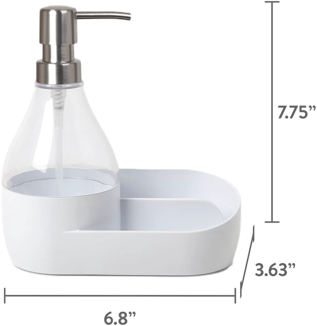 Alt view image 6 of 6 - Mainstays Soap Dispenser with Built-in Sponge Holder Caddy, 17.1 oz (508ml)