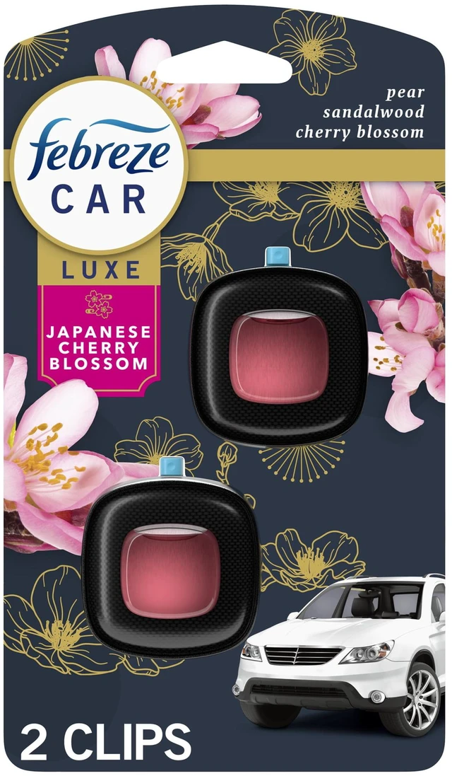 Main image of Febreze Car Air Freshener, Odor-Fighting Auto Vent Clip, Japanese Cherry Blossom, 2 Count