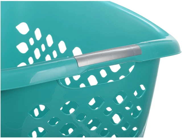 Alt view image 2 of 7 - Home Logic Hip Grip 1.8 Bushel Plastic Laundry Basket, Teal, Adult