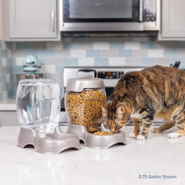 Alt view image 5 of 6 - Petmate Pet Cafe Waterer Automatic Gravity Pet Bowl Station for Dogs & Cats, Pearl Silver, XS, 0.25Gal