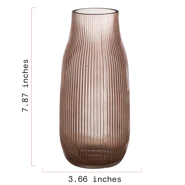 Alt view image 2 of 7 - Beautiful by Drew Barrymore Bottleneck Ribbed Blush Glass Vase