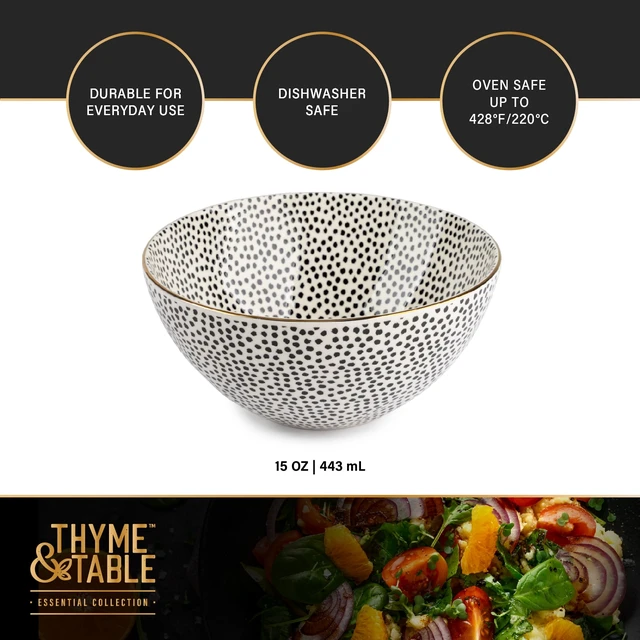 Alt view image 6 of 6 - Thyme & Table Dot Large Bowl, Black and White