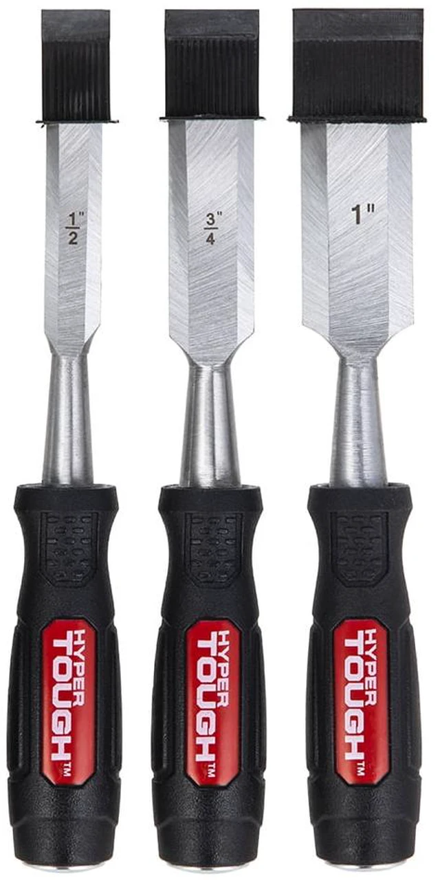 Main image of Hyper Tough 3 Piece Wood Chisels with Striking Caps