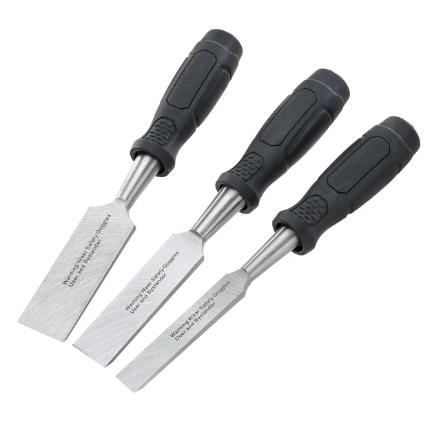 Alt view image 4 of 6 - Hyper Tough 3 Piece Wood Chisels with Striking Caps