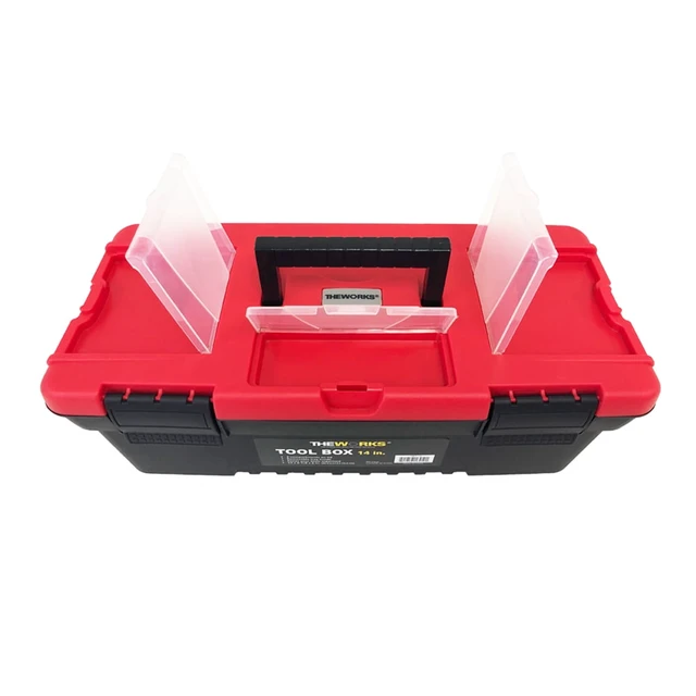 Alt view image 2 of 6 - THEWORKS 14 Inch Durable Tool Box with Lid Organizers and Removable Tool Tray