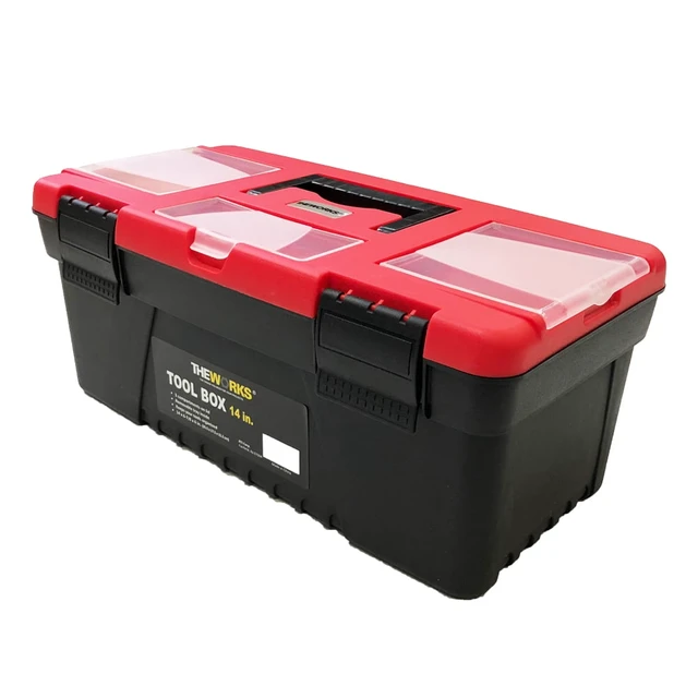 Alt view image 6 of 6 - THEWORKS 14 Inch Durable Tool Box with Lid Organizers and Removable Tool Tray