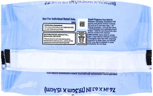 Alt view image 6 of 6 - Equate Fragrance Free Makeup Remover Cleansing Towelettes, 80 Count