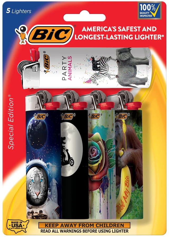 Main image of BIC Maxi Special Edition Favorites Pocket Lighters, 5-Pack, Designs May Vary