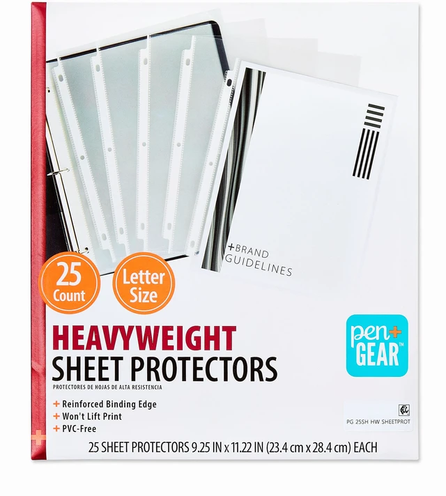 Main image of Pen+Gear Heavyweight Sheet Protectors, Clear, 9.25" x 11.22", 25 Count