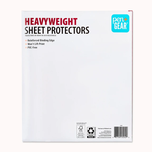 Alt view image 3 of 6 - Pen+Gear Heavyweight Sheet Protectors, Clear, 9.25" x 11.22", 25 Count