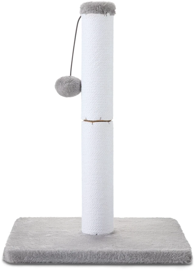 Main image of Vibrant Life Cat Scratching Post with Cotton Rope and Dangling Ball, White and Gray