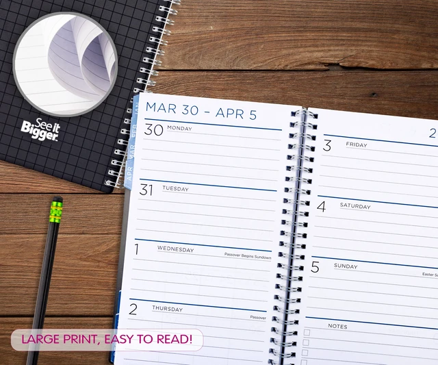 Alt view image 5 of 7 - See it Bigger Medium Monthly Weekly Planner, 5.5 x 8.75 inches, Black, 15-Month (Oct 2025 - Dec 2026)