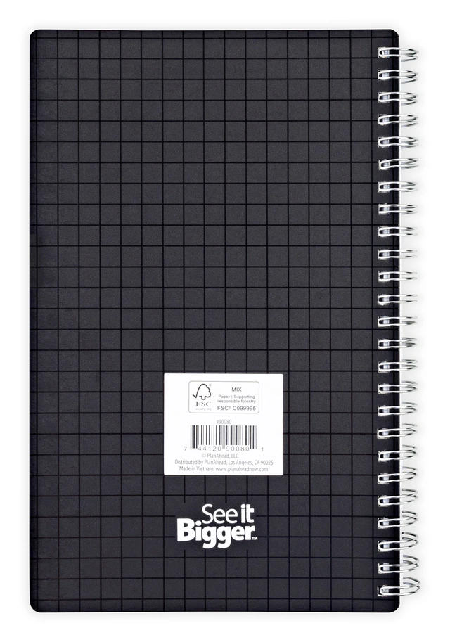 Alt view image 3 of 7 - See it Bigger Medium Monthly Weekly Planner, 5.5 x 8.75 inches, Black, 15-Month (Oct 2025 - Dec 2026)