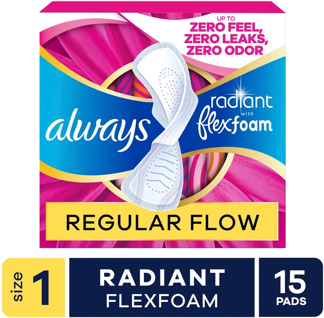 Main image of Always Radiant FlexFoam Pads, Size 1, Regular, Wings, 15 Count
