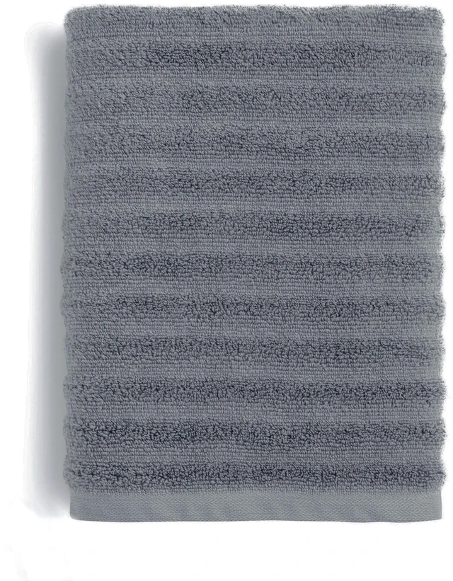 Main image of Mainstays Performance Textured Bath Towel 54in x 30in, 87% Cotton/13% Recycled Polyester, Quick Dry, Fade Resistant, Grey