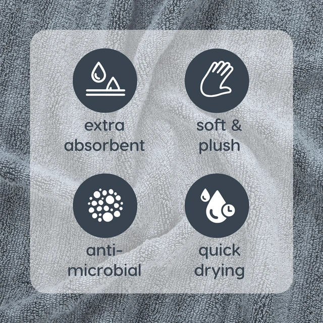 Alt view image 2 of 6 - Mainstays Performance Textured Bath Towel 54in x 30in, 87% Cotton/13% Recycled Polyester, Quick Dry, Fade Resistant, Grey