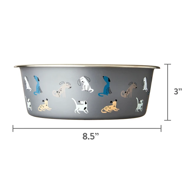 Alt view image 6 of 6 - Vibrant Life 7.5-Cup Large Stainless Steel Doggies Pet Bowl, Blue