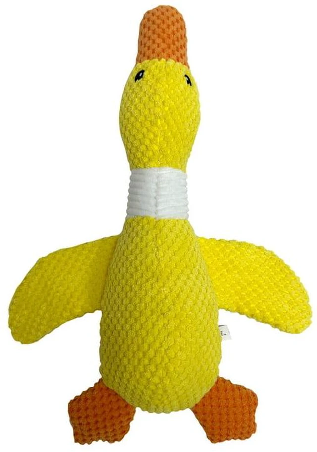 Main image of Vibrant Life Yellow Duck Plush Dog Toy with Squeaker, Chew Level 4