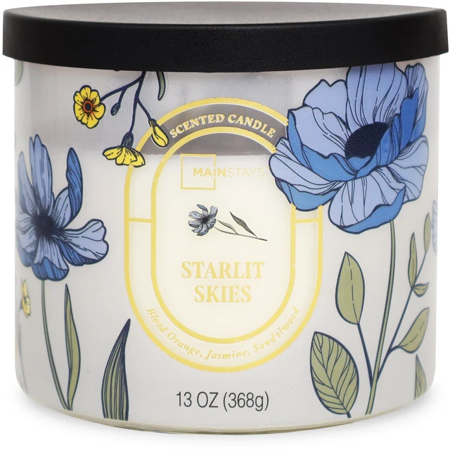 Alt view image 6 of 6 - Mainstays Starlit Skies 3-Wick Scented Jar Candle, Floral Scene, 13 oz