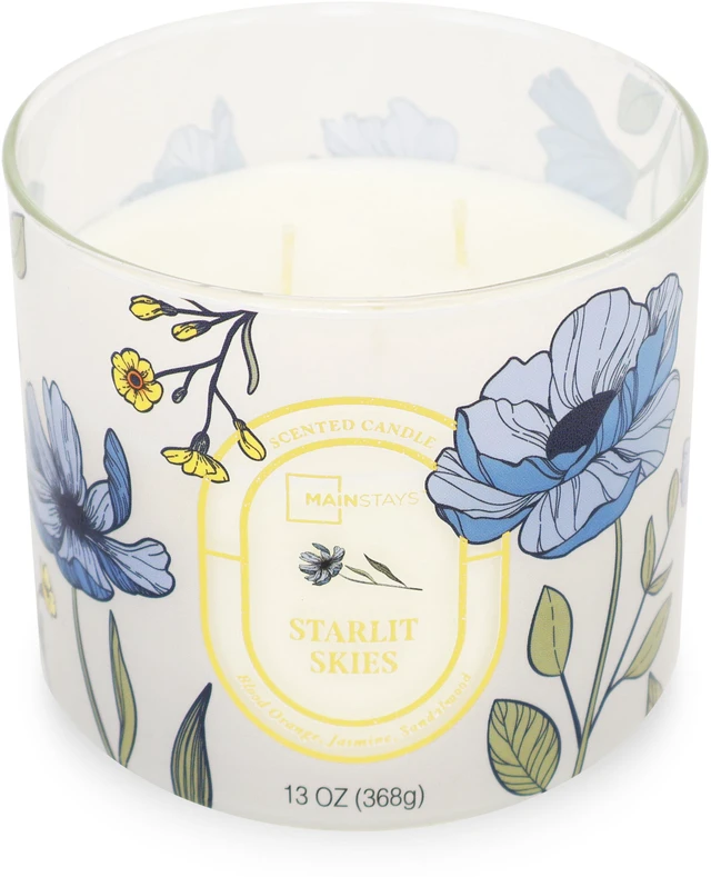 Alt view image 3 of 6 - Mainstays Starlit Skies 3-Wick Scented Jar Candle, Floral Scene, 13 oz