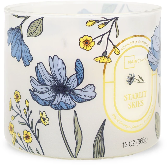 Alt view image 5 of 6 - Mainstays Starlit Skies 3-Wick Scented Jar Candle, Floral Scene, 13 oz