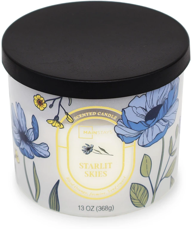 Alt view image 4 of 6 - Mainstays Starlit Skies 3-Wick Scented Jar Candle, Floral Scene, 13 oz