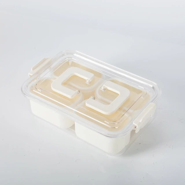 Main image of Mainstays Snackle Box Mini 4-Compartment Plastic Food Storage Container with Lids and Handle, White