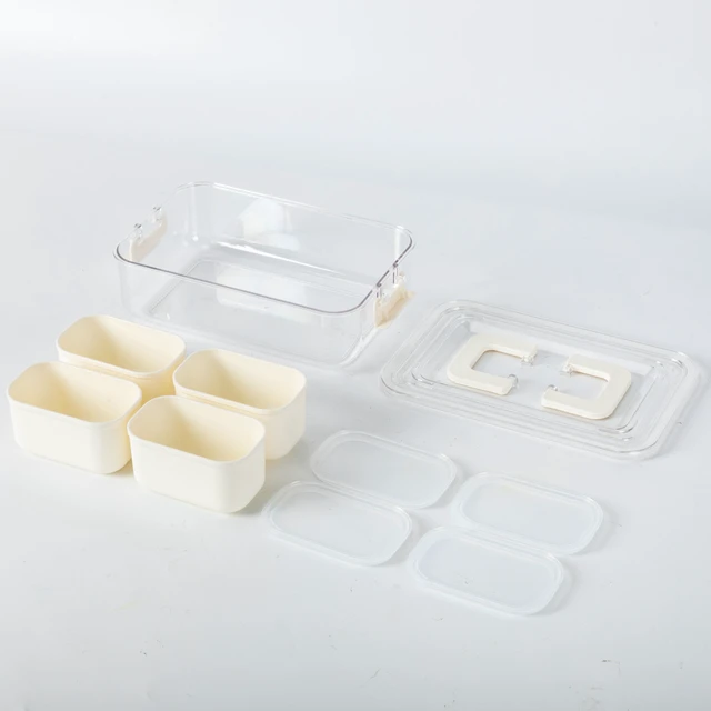 Alt view image 4 of 6 - Mainstays Snackle Box Mini 4-Compartment Plastic Food Storage Container with Lids and Handle, White