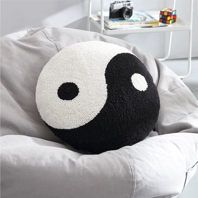 Alt view image 4 of 6 - Mainstays 16in x 16in Yin-Yang Decorative Pillow, Black and White