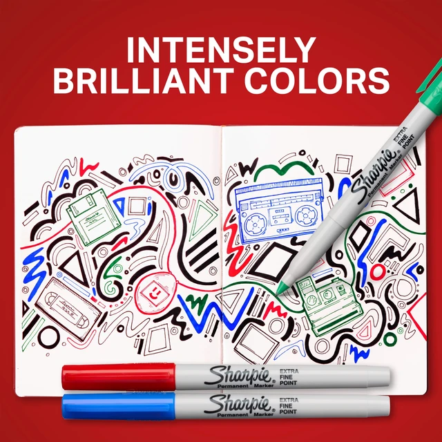Alt view image 3 of 5 - Sharpie Permanent Markers, Extra Fine Point (0.4mm), Water and Fade Resistant, Black, 5 Count