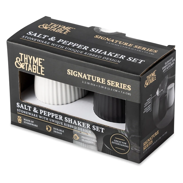 Alt view image 6 of 6 - Thyme & Table 2 Piece Ceramic Salt and Pepper Shakers, Black